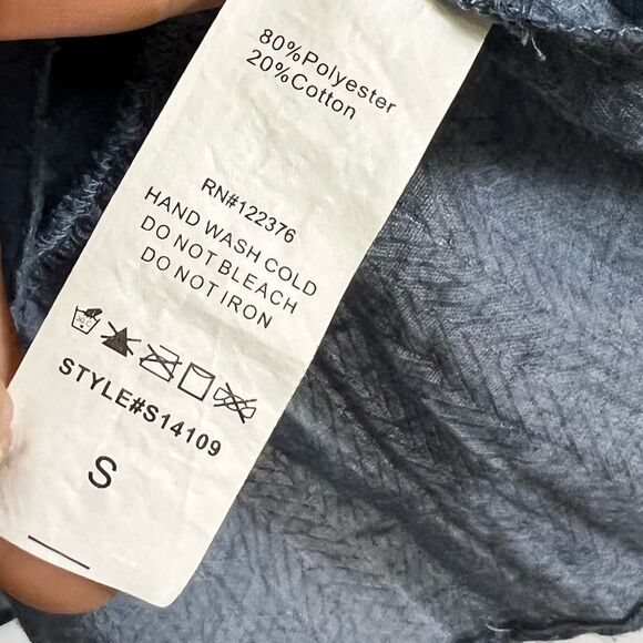 MUSTARD SEED Blue Chambray Ruffle Frills Tiered Dolman Bell Sleeve Blouse Top - Picture 5 of 6